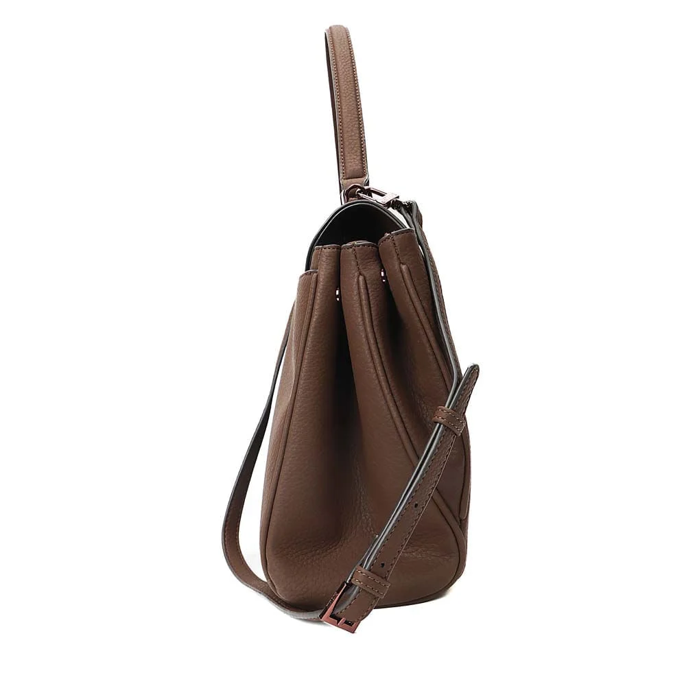 Bolsa Grande Nobuck Marrom Dark Alça Dupla - vista 3 de 6