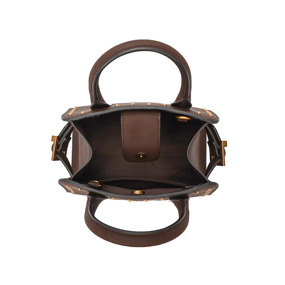 Bolsa Média Material Nobuck Marrom Dark Alça Dupla - vista 7 de 7