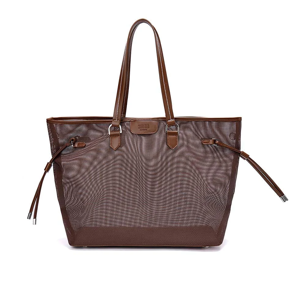 Bolsa Shopper Tela Marrom Dark Alça De Ombro - vista 2 de 9