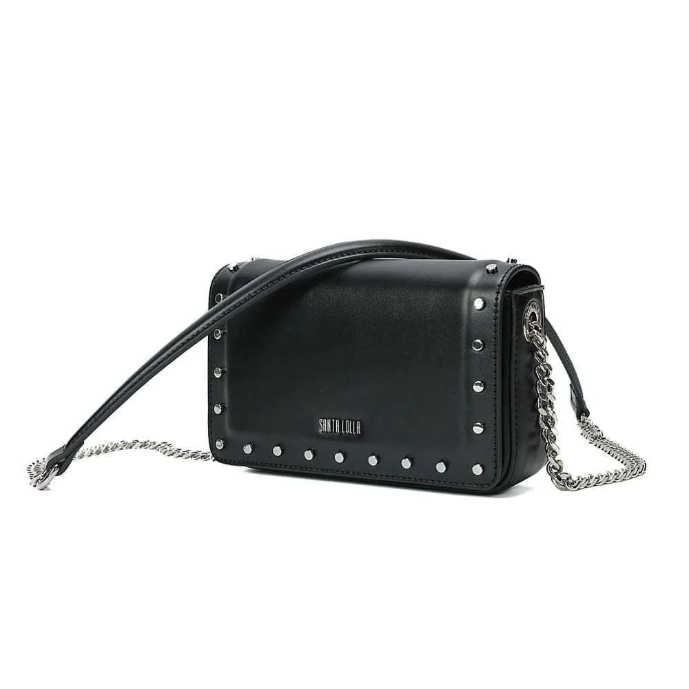 Bolsa Pequena Soft Preta Tachas Alça Transversal - vista 4 de 10