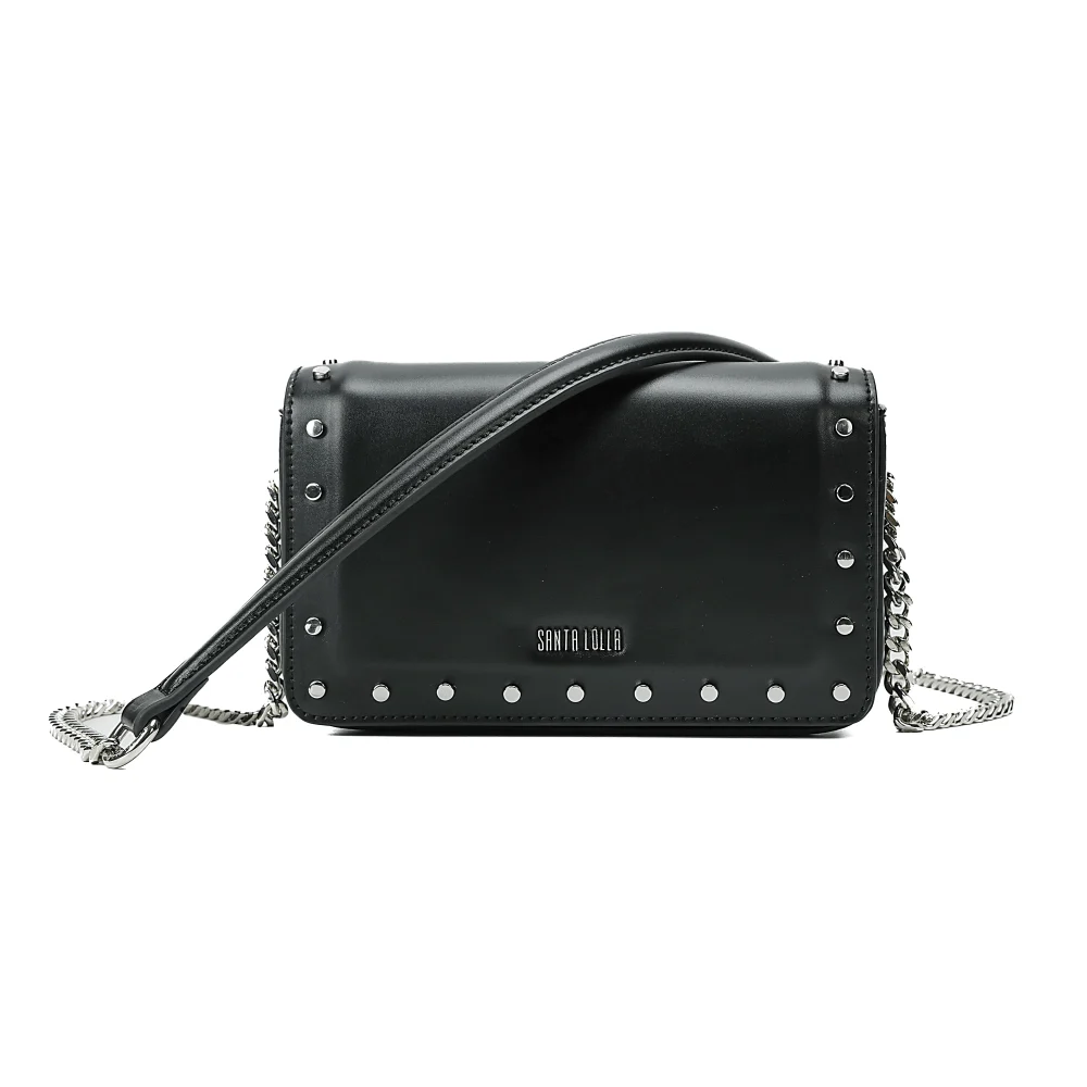Bolsa Pequena Soft Preta Tachas Alça Transversal - vista 5 de 10