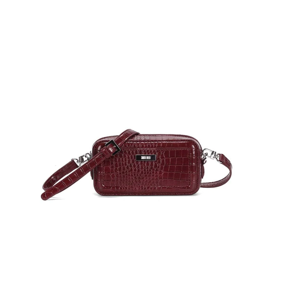 Bolsa Pequena Croco Roxo Berry Alça Transversal - vista 2 de 4