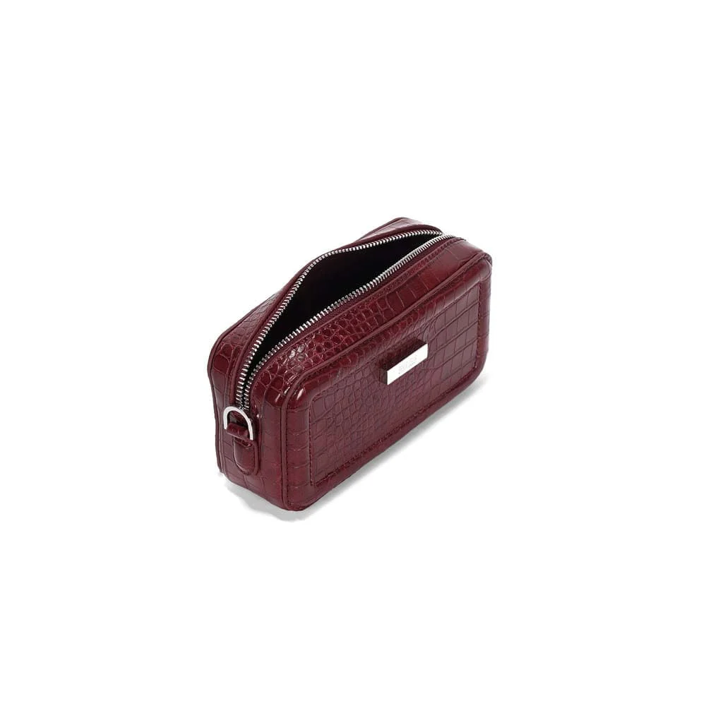 Bolsa Pequena Croco Roxo Berry Alça Transversal - vista 4 de 4
