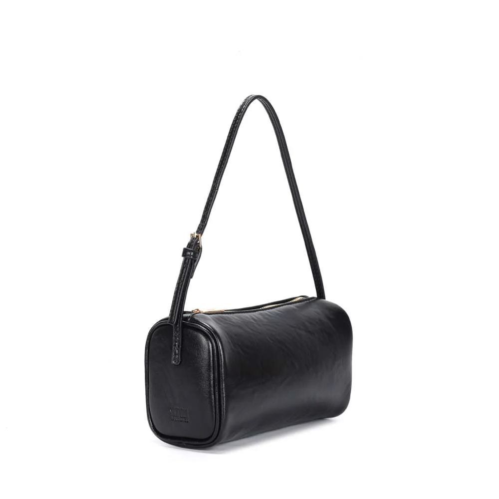 Bolsa Pequena Material Rustico Preta Alça De Ombro - vista 2 de 3