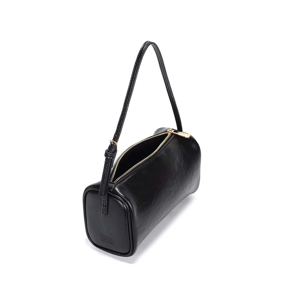 Bolsa Pequena Material Rustico Preta Alça De Ombro - vista 3 de 3