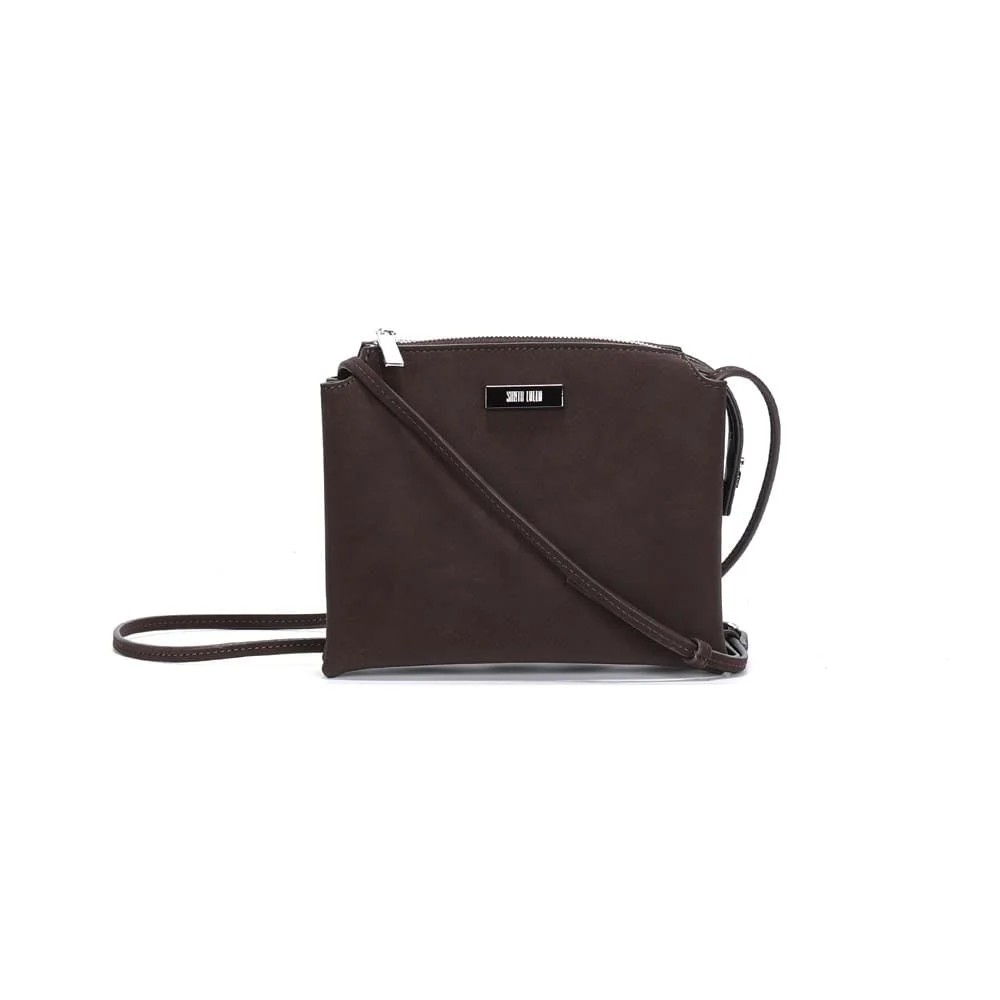 Bolsa Pequena Nobuck Marrom Dark Alça Transversal - vista 1 de 3