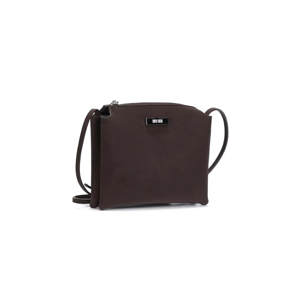 Bolsa Pequena Nobuck Marrom Dark Alça Transversal - vista 2 de 3