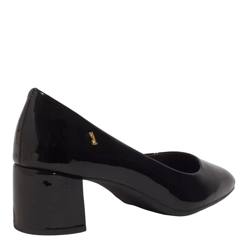Scarpin Verniz Preto Salto Bloco Baixo - vista 3 de 3
