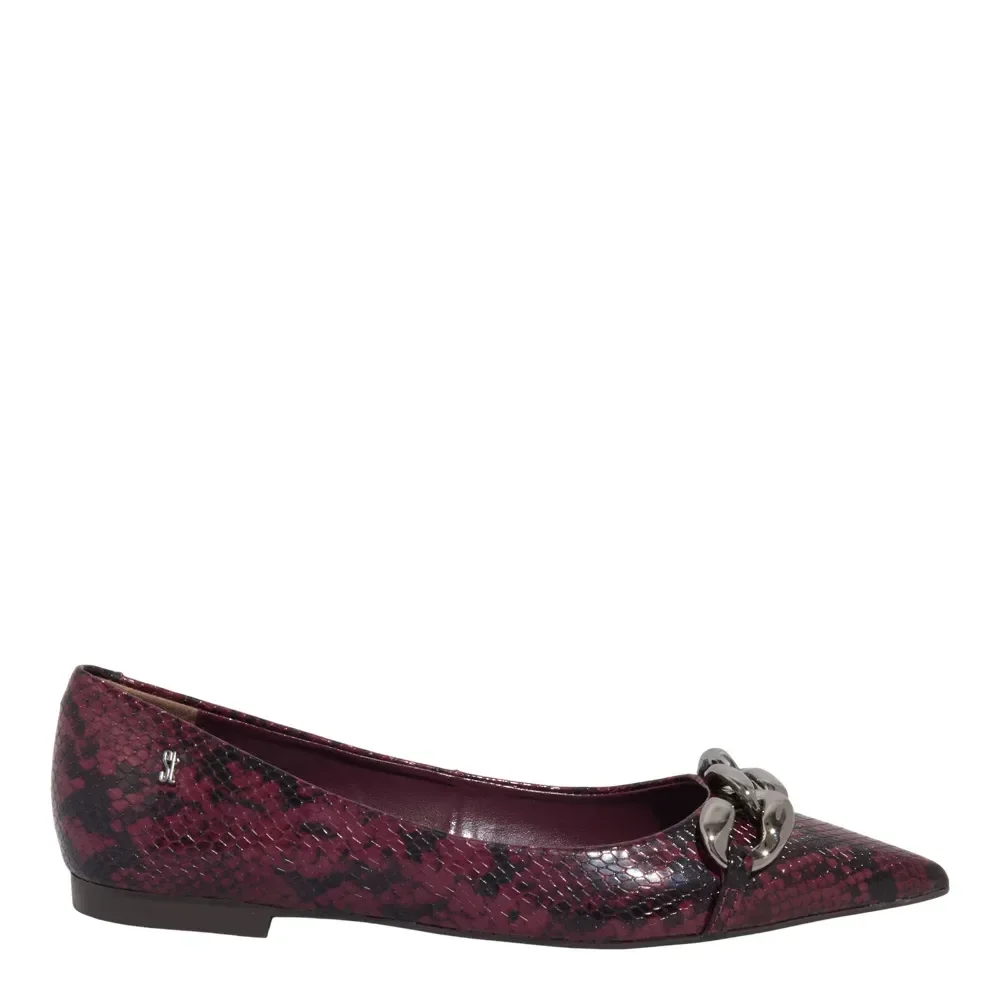 Sapatilha Animaler Estampa Cobra Vermelho Marsala Bico Fino - vista 1 de 5