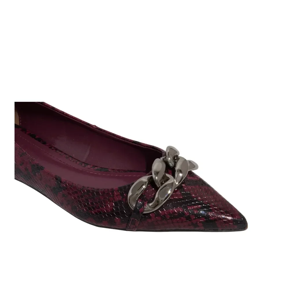 Sapatilha Animaler Estampa Cobra Vermelho Marsala Bico Fino - vista 4 de 5