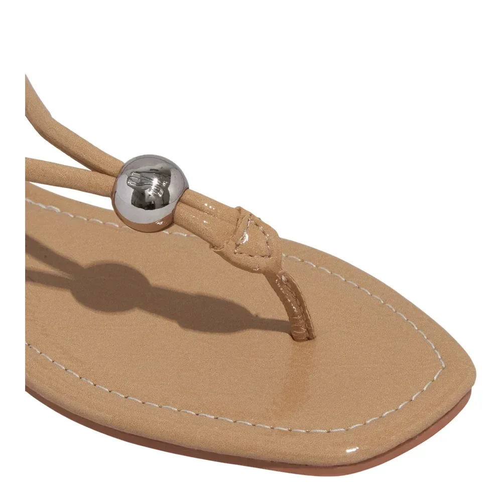 Rasteira Verniz Glossy Bege Bico Quadrado - vista 5 de 5