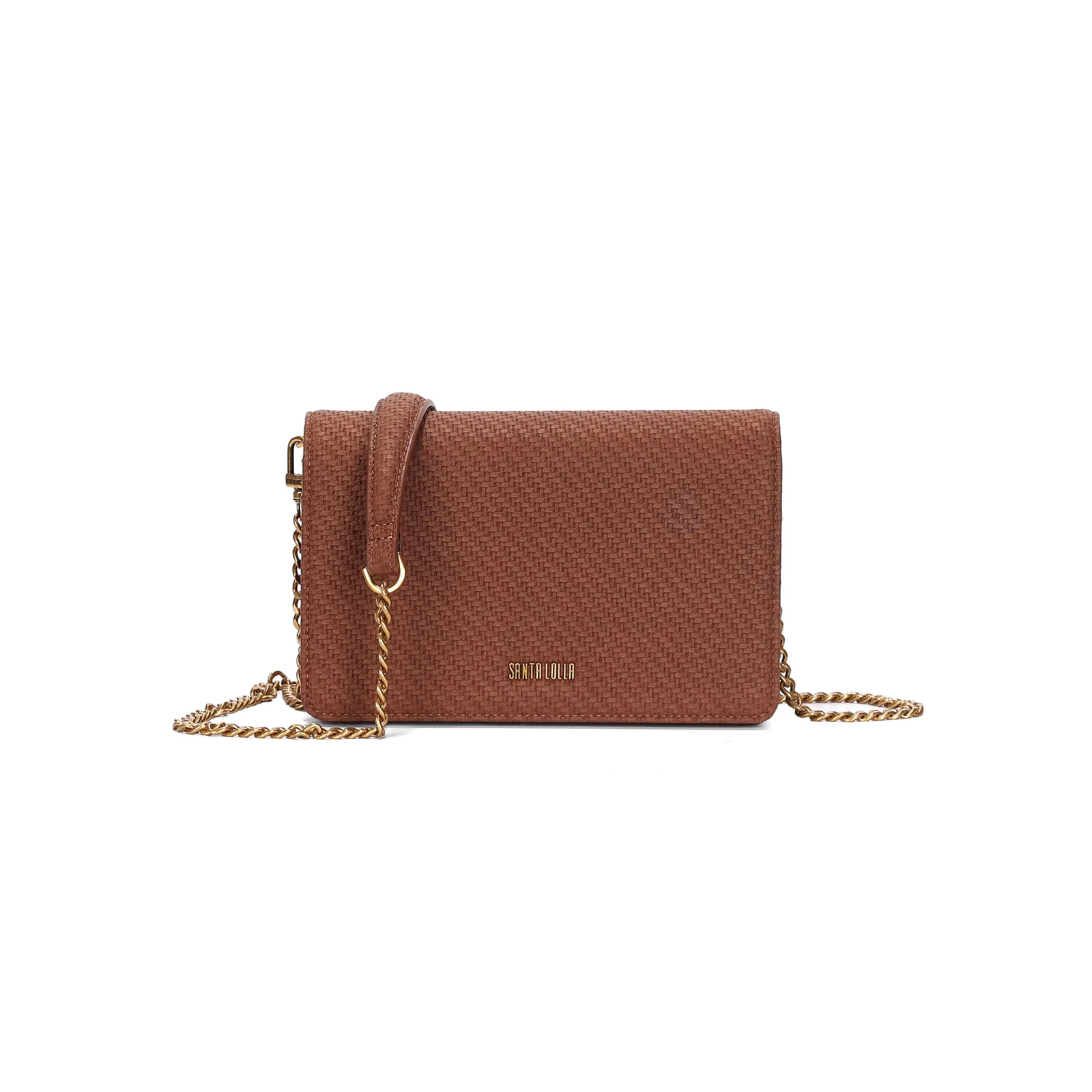 Bolsa Pequena Material Lizard Marrom Terracota Alça Transversal Corrente - vista 1 de 3