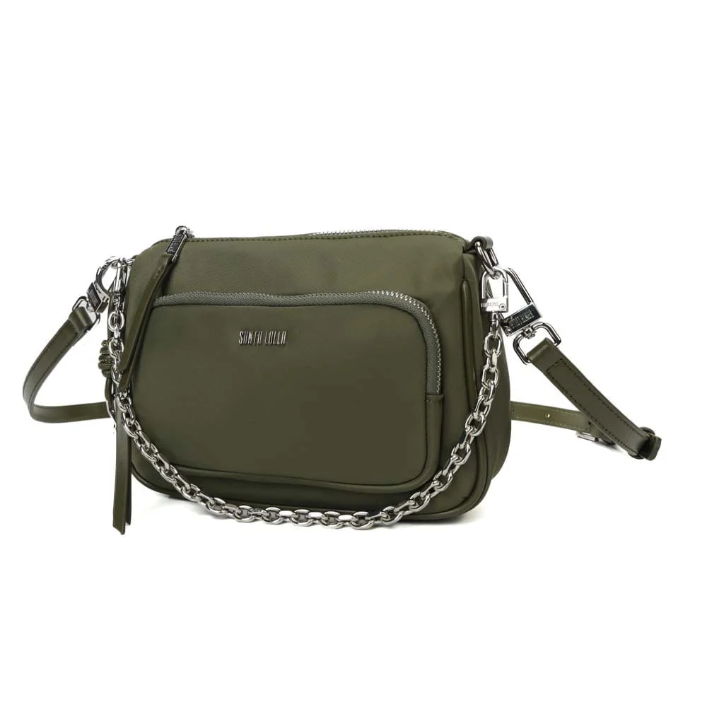 Bolsa Pequena Nylon Verde Army Alça Transversal - vista 3 de 7