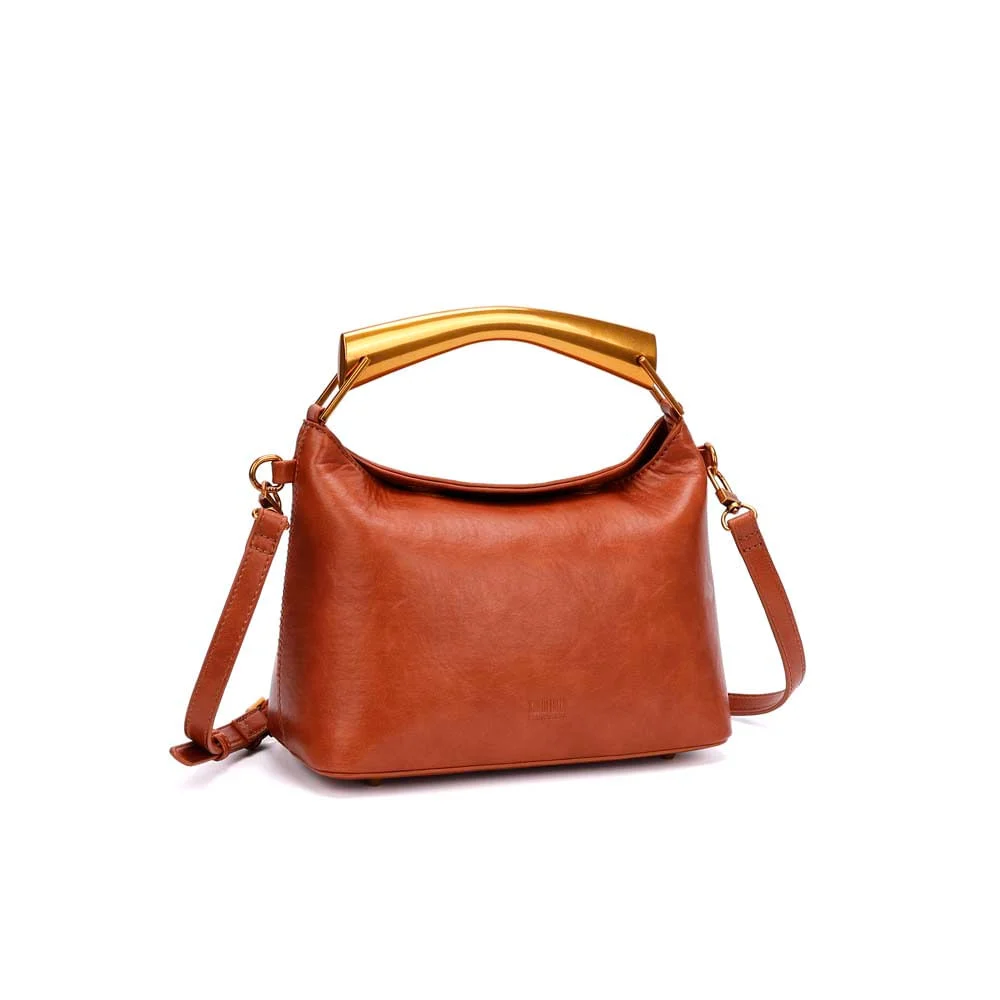 Bolsa Pequena Material Rustico Marrom Safari Alça Dupla - vista 2 de 7