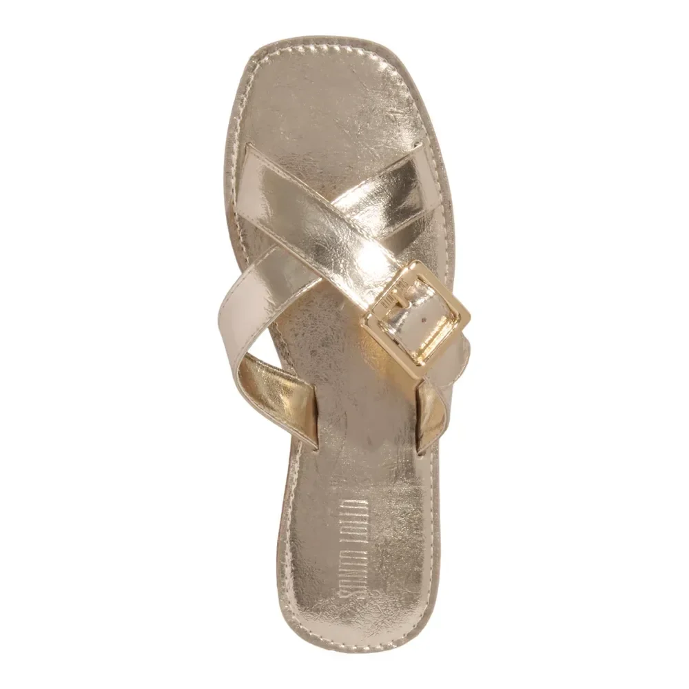 Rasteira Tiras Cruzadas Metalizada Dourada - vista 5 de 5