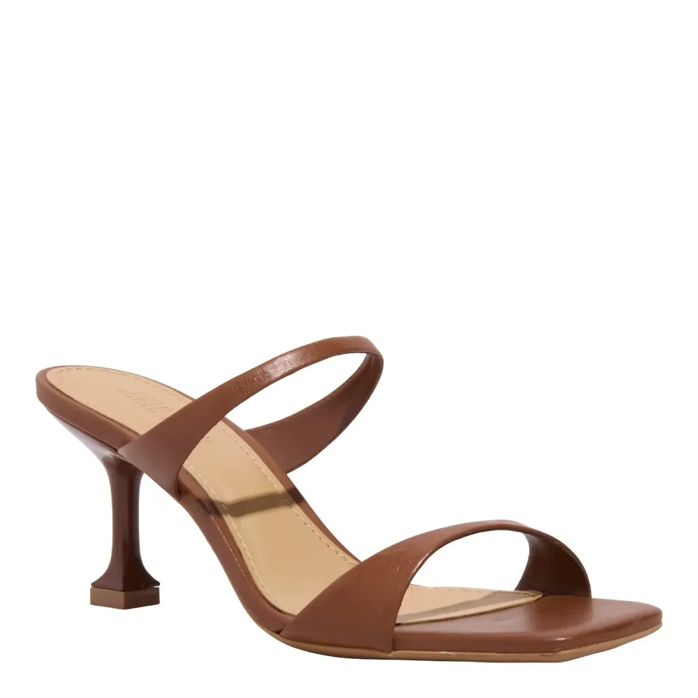 Mule Couro Premium Marrom Terracota Salto Alto Fino - vista 2 de 3