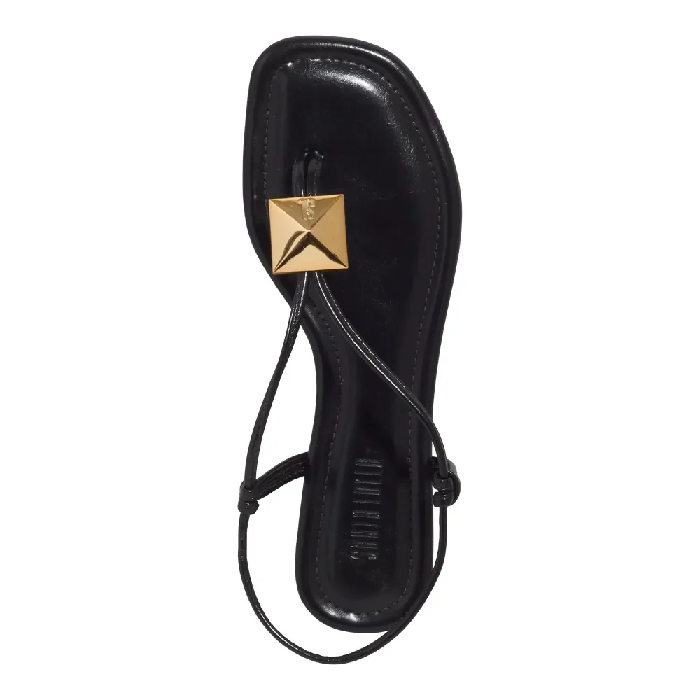 Rasteira Napa Madri Preta Bico Quadrado - vista 4 de 5