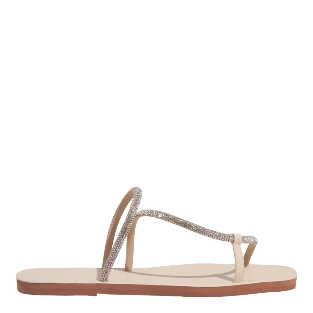 Rasteira Napa Soft Creme Brilho - vista 1 de 4
