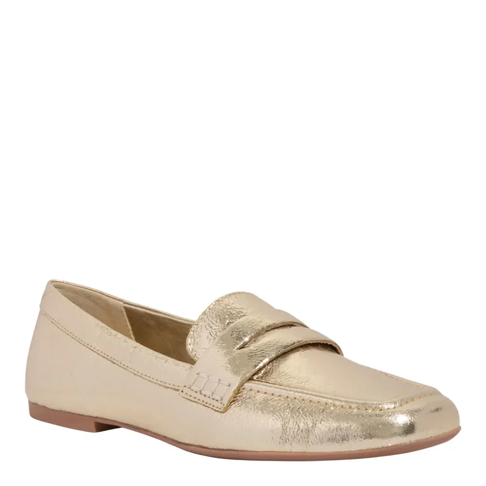 Mocassim Couro Metalizado Bico Quadrado Dourado - vista 2 de 4