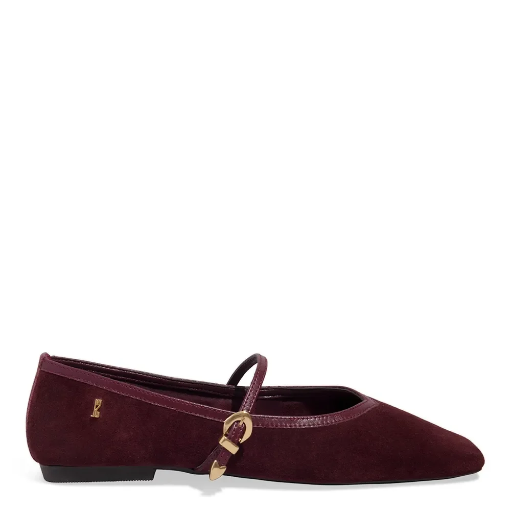 Sapatilha Couro Camurça Bico Quadrado Roxo Berry - vista 1 de 4