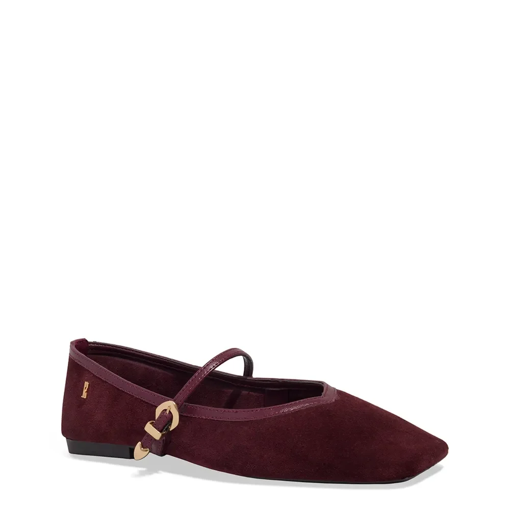 Sapatilha Couro Camurça Bico Quadrado Roxo Berry - vista 2 de 4