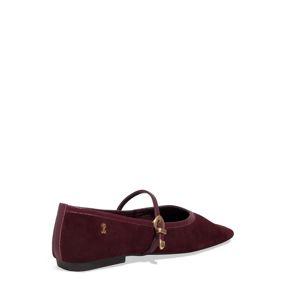Sapatilha Couro Camurça Bico Quadrado Roxo Berry - vista 3 de 4