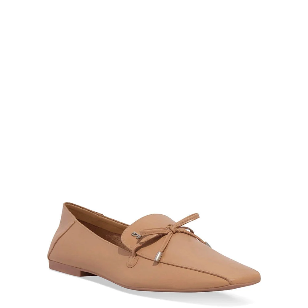 Mocassim Couro Soft Bico Quadrado Bege - vista 2 de 4