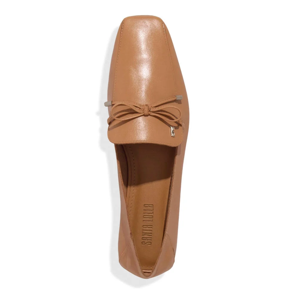 Mocassim Couro Soft Bico Quadrado Bege - vista 4 de 4