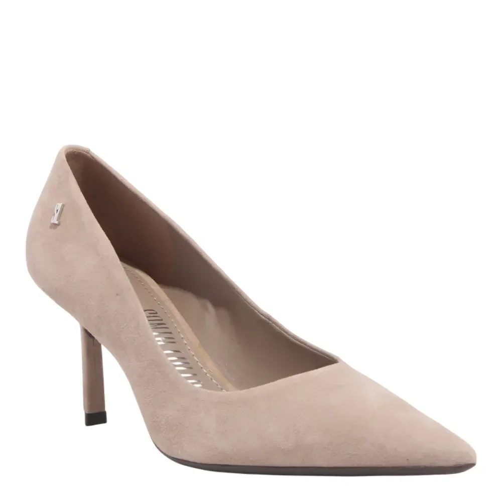 Scarpin Couro Camurça Bico Fino Cinza Fog - vista 2 de 3
