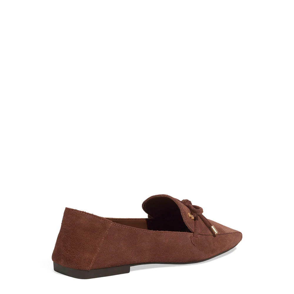 Mocassim Couro Camurça Bico Quadrado Marrom Terracota - vista 3 de 4