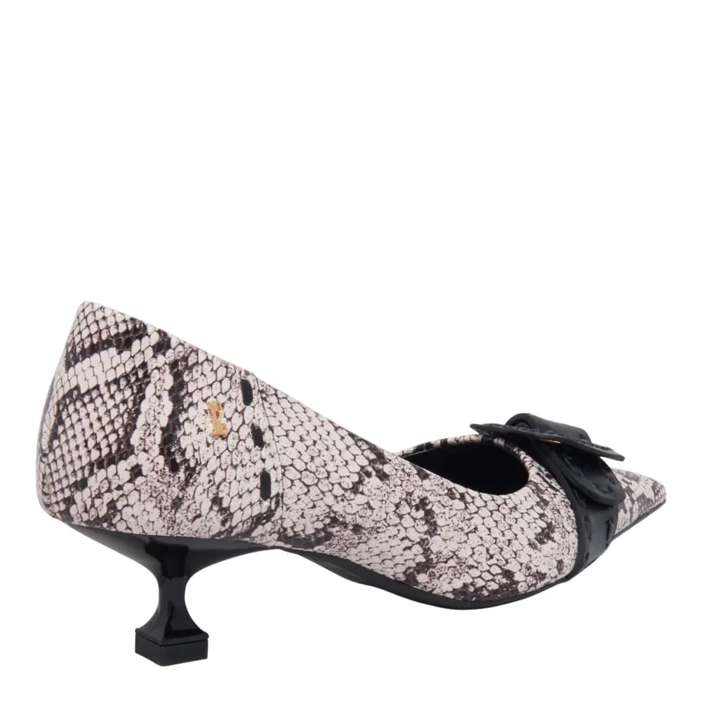 Mule Couro Salto Taça Animal Print Cobra - vista 3 de 3