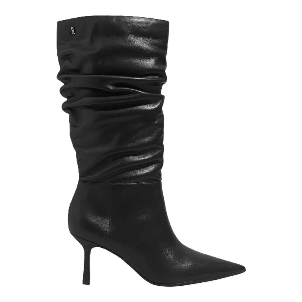 Bota Couro Soft Cano Longo Slouch Bico Fino Preta - vista 1 de 3