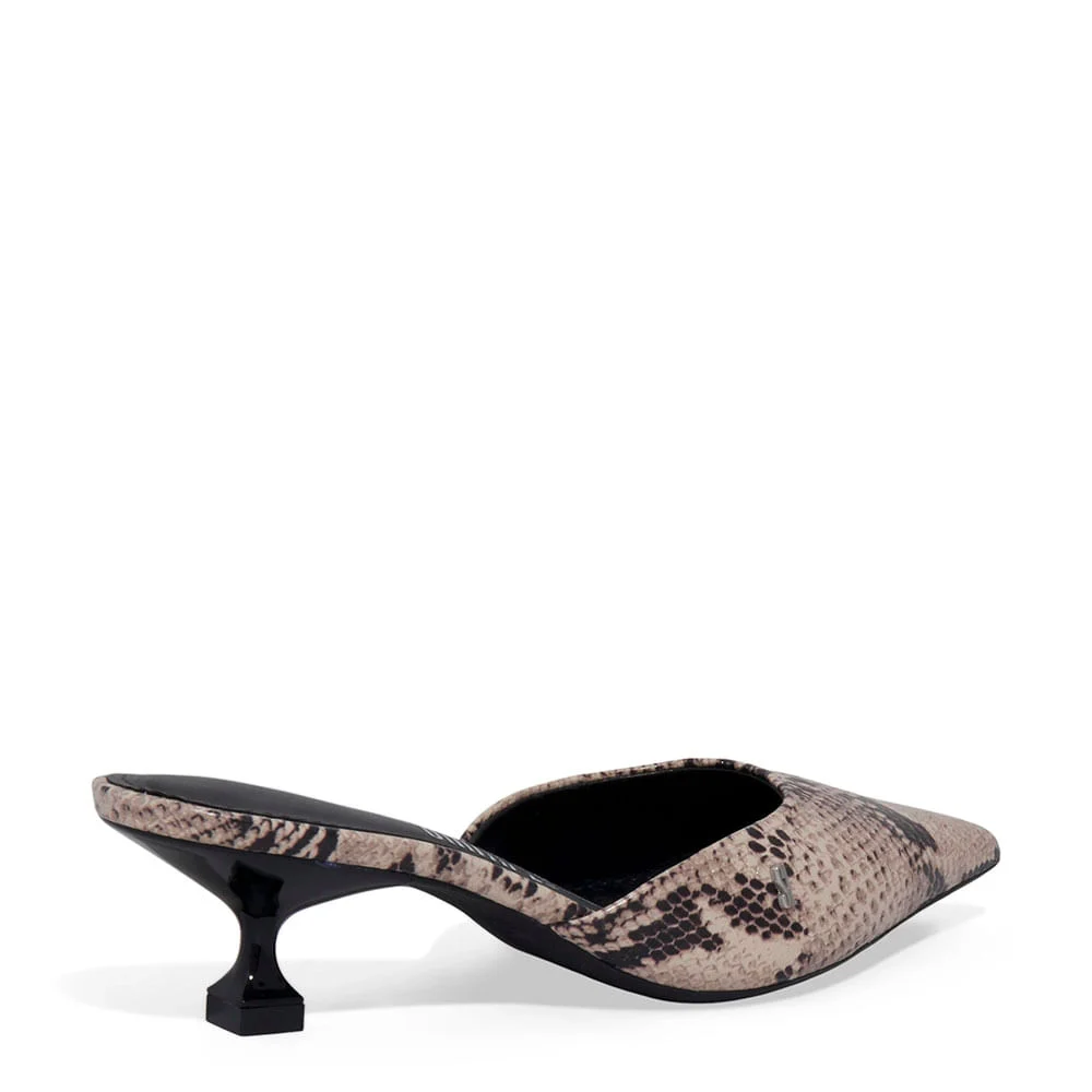 Mule Couro Salto Taça Animal Print Cobra - vista 3 de 3