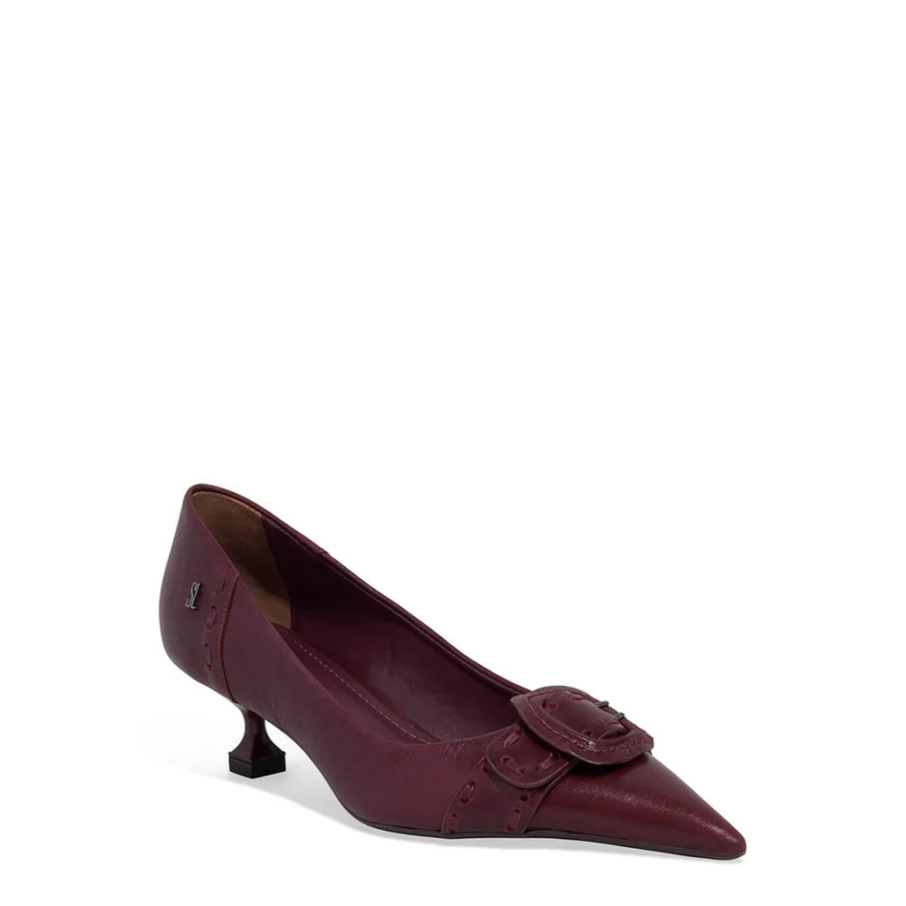 Mule Couro Confort Salto Taça Vermelho Vinho - vista 2 de 3