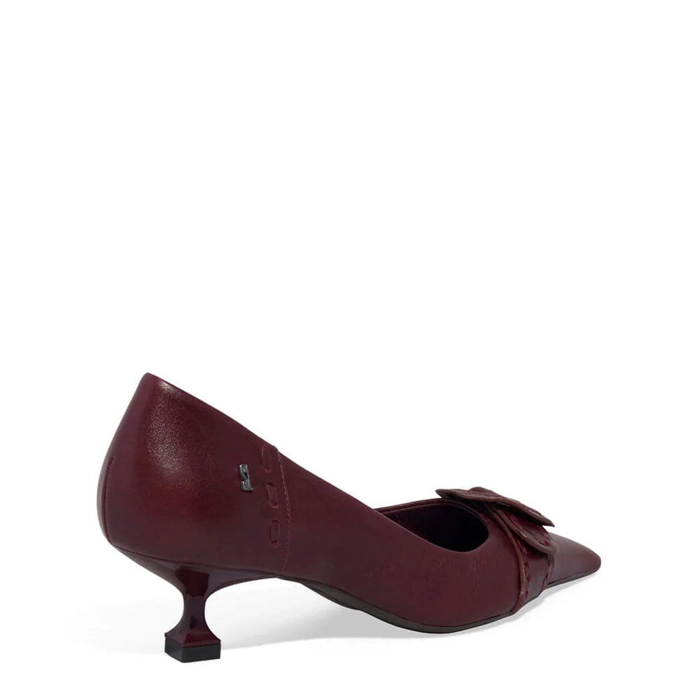 Mule Couro Confort Salto Taça Vermelho Vinho - vista 3 de 3