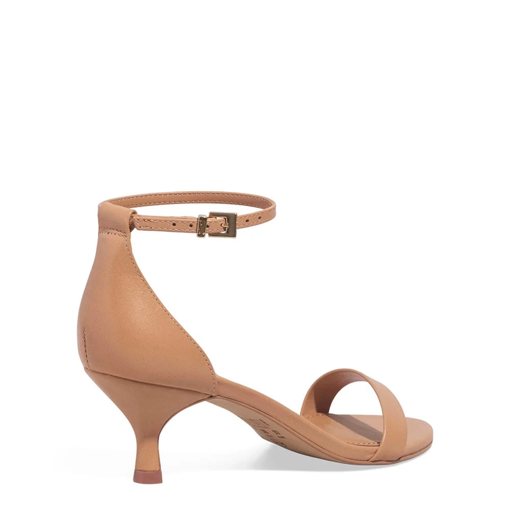Sandalia Couro Soft Salto Baixo Bege - vista 3 de 3