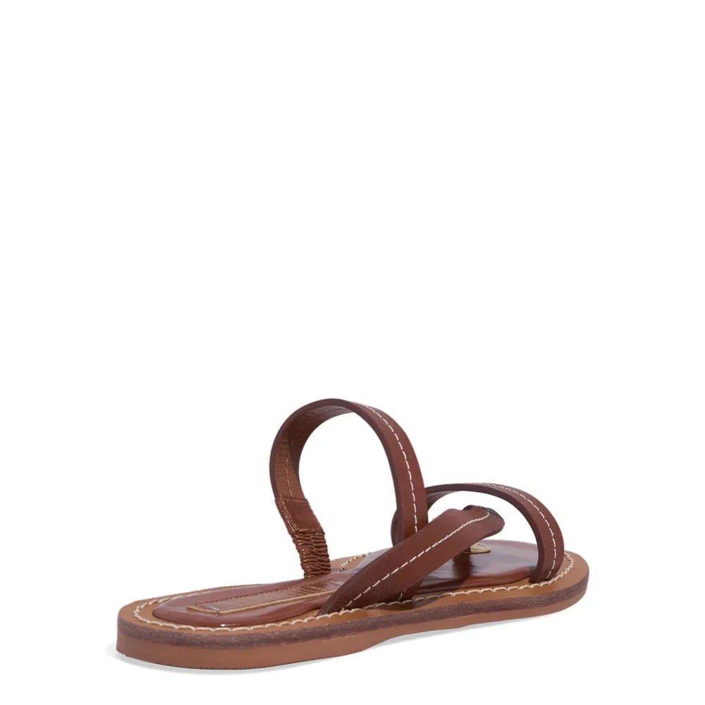 Rasteira Thong Couro Confort Marrom Safari - vista 3 de 4