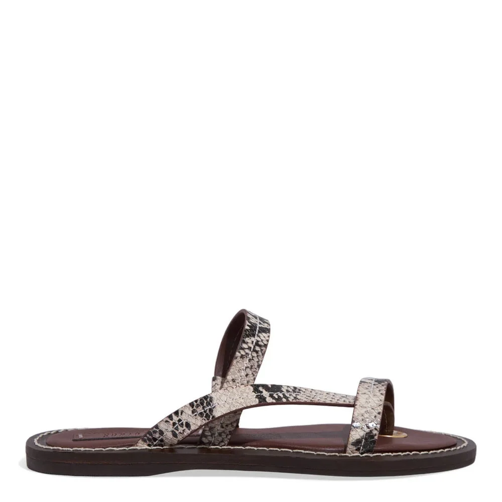Rasteira Thong Couro Animal Print Cobra - vista 1 de 4