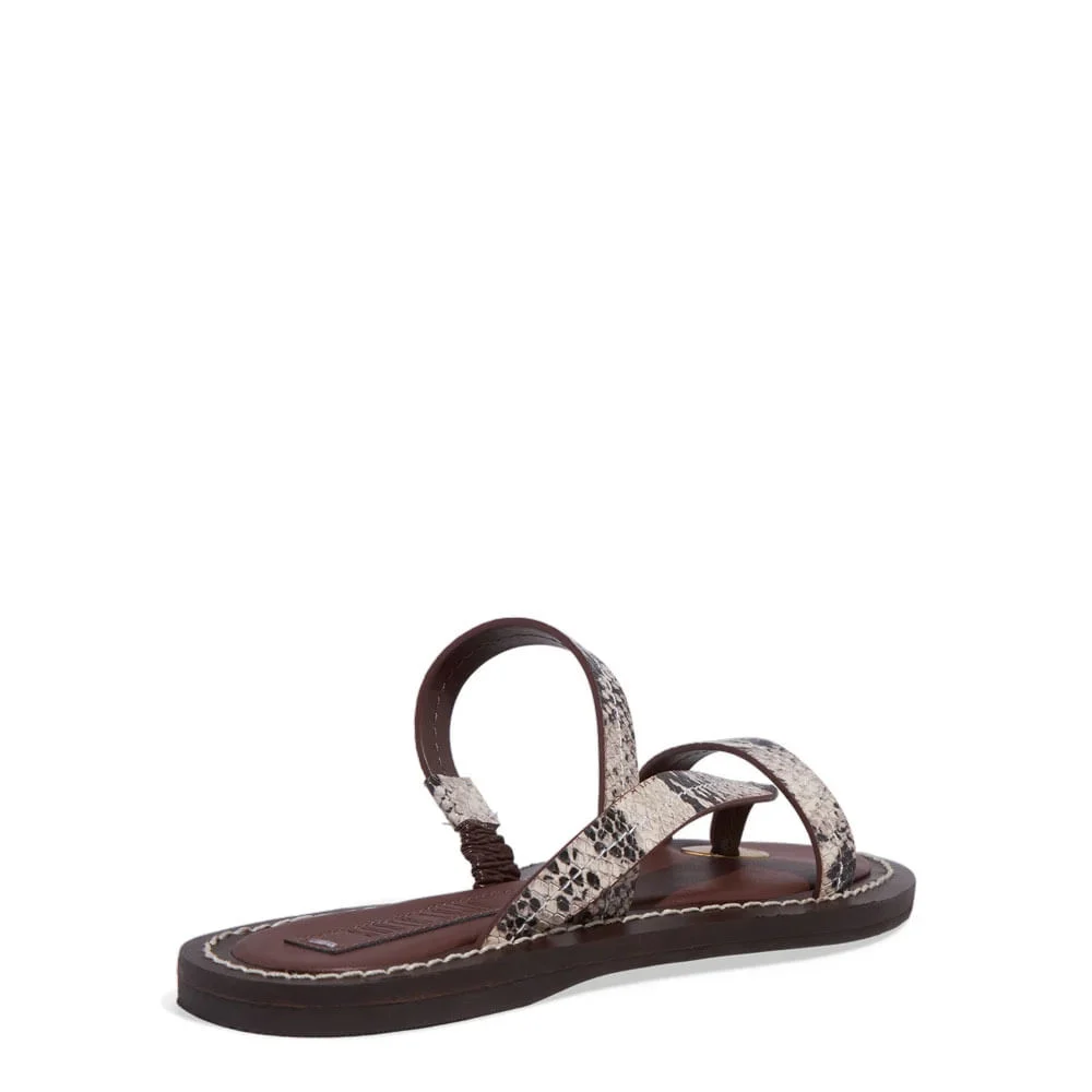 Rasteira Thong Couro Animal Print Cobra - vista 3 de 4