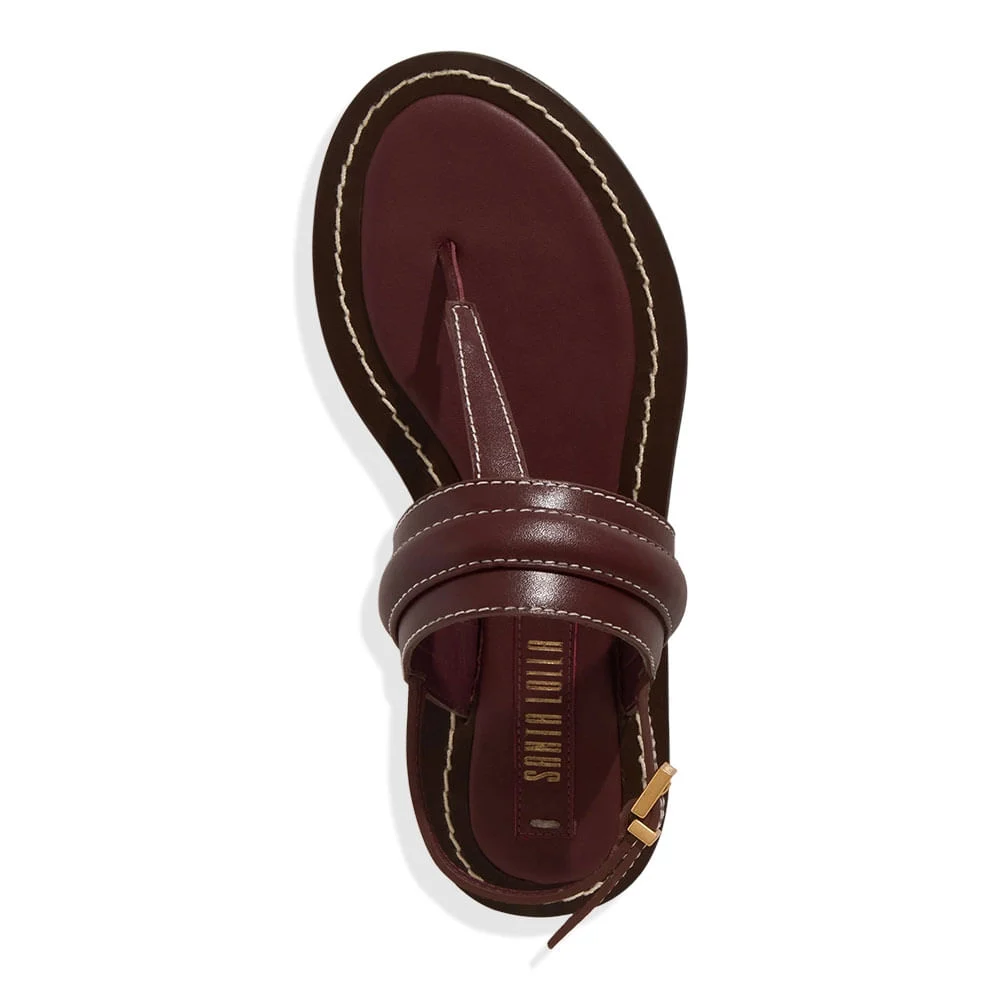 Rasteira Thong Couro Confort Roxo Berry - vista 4 de 6