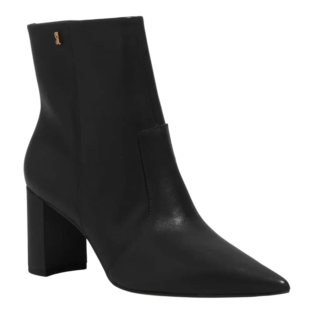 Bota Couro Nobre Soft Bico Fino Salto Bloco Preta - vista 2 de 3