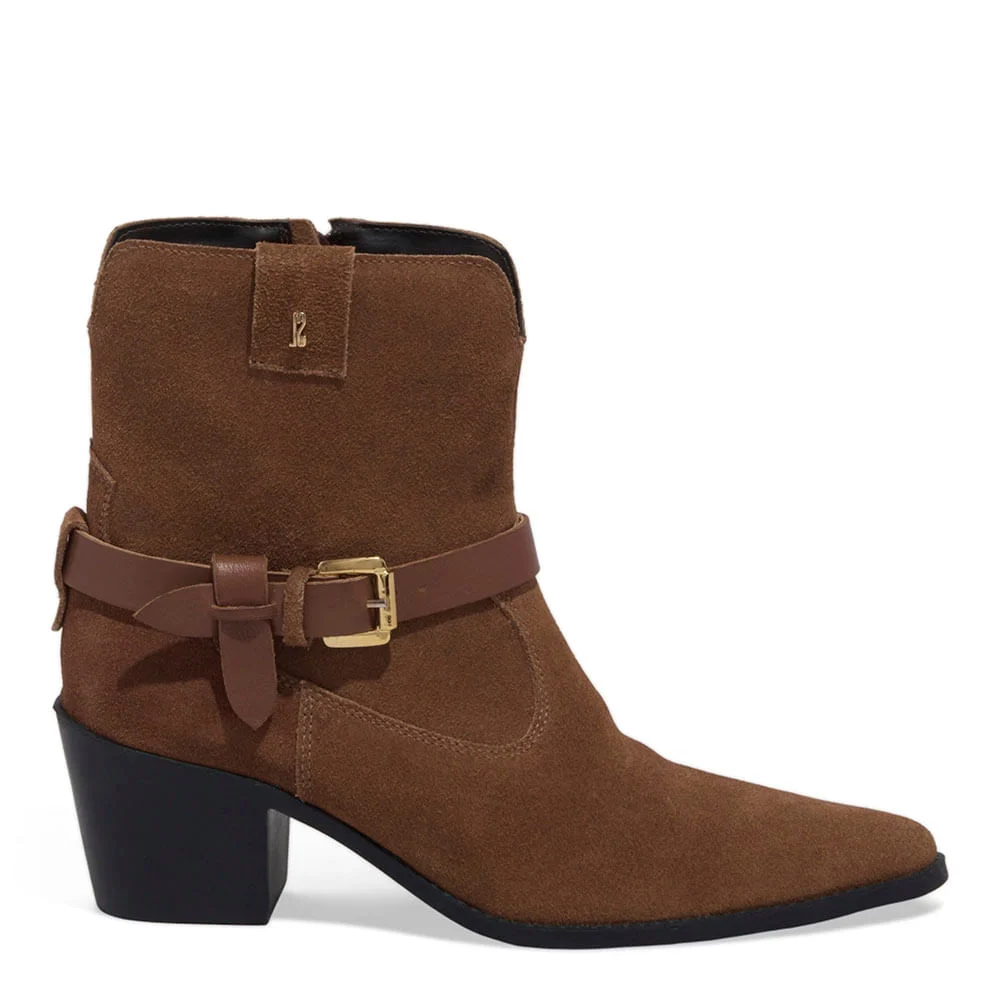 Bota Western Couro Camurça Salto Grosso Marrom Cocoa - vista 1 de 3