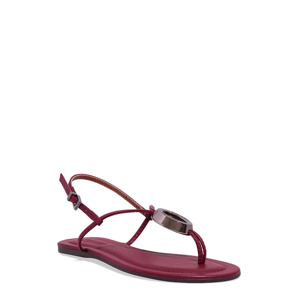 Rasteira Napa Santorine Vermelho Marsala - vista 2 de 4