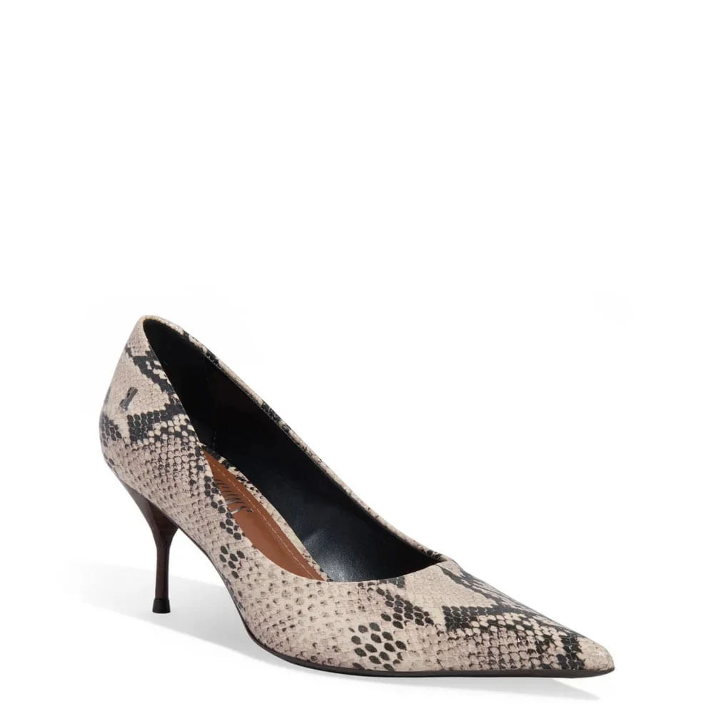 Scarpin Couro Salto Agulha Bico Fino Animal Print Cobra - vista 2 de 3