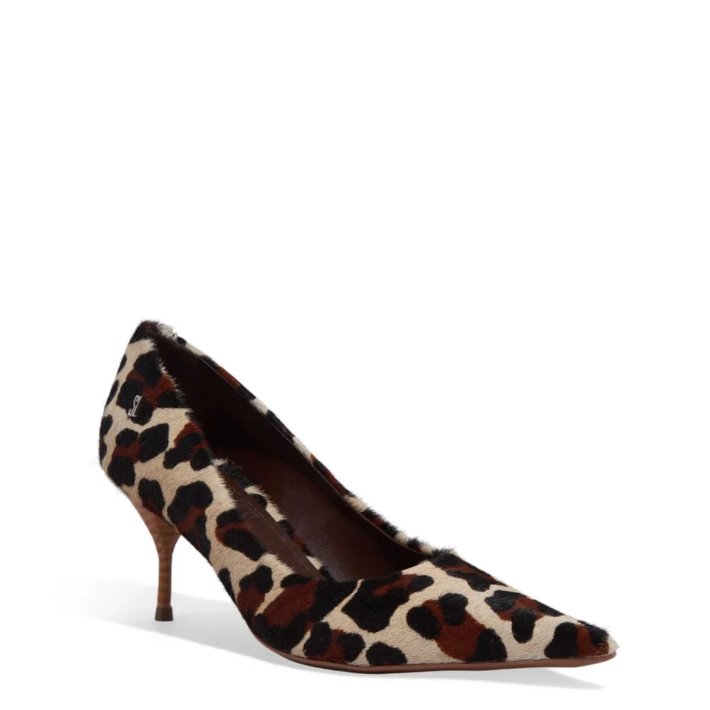 Scarpin Couro Pelo Salto Agulha Animal Print Onça - vista 2 de 3