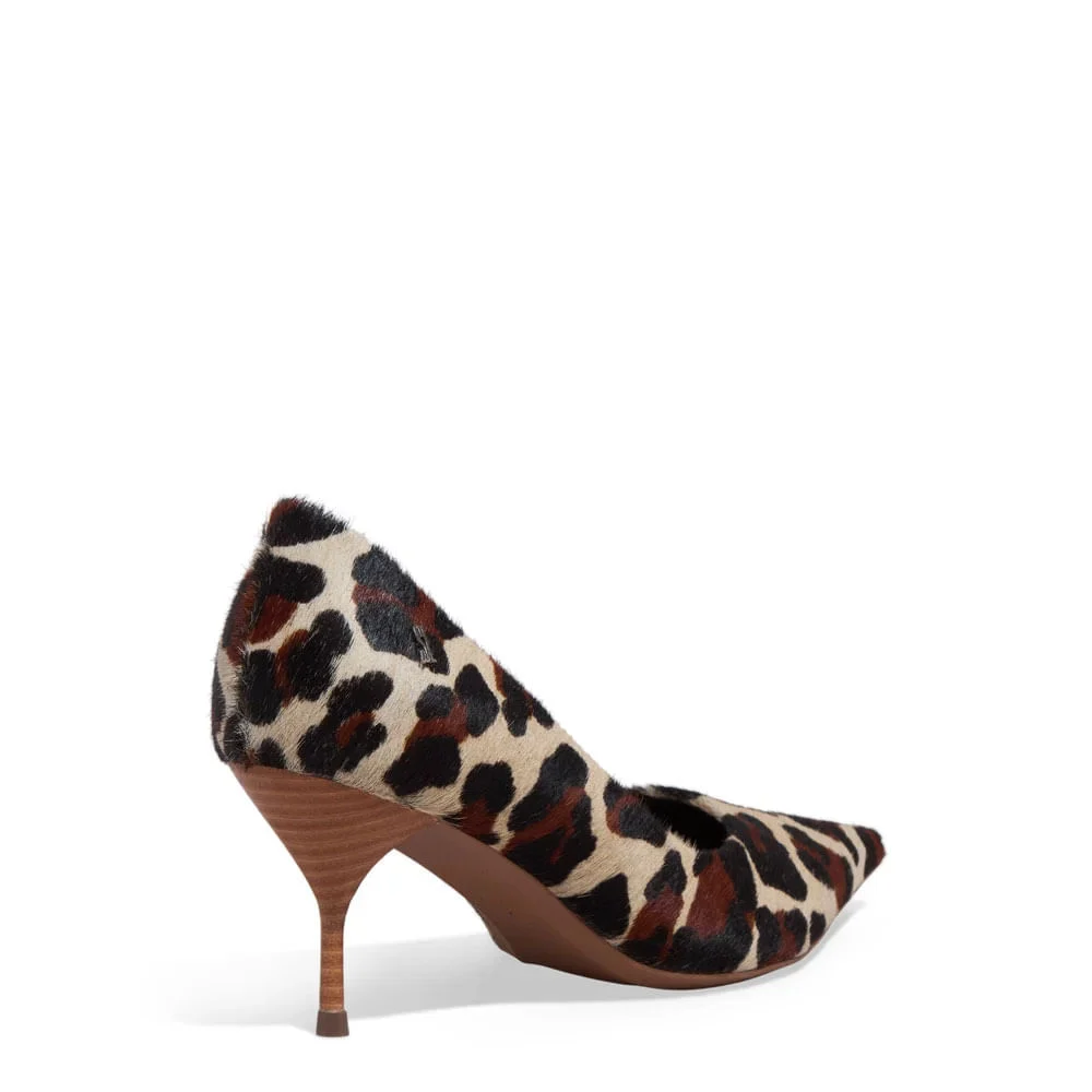 Scarpin Couro Pelo Salto Agulha Animal Print Onça - vista 3 de 3