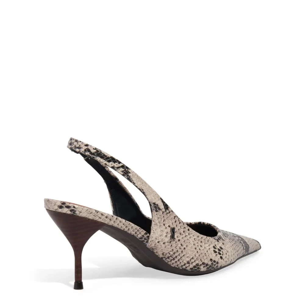 Scarpin Couro Salto Agulha Animal Print Cobra - vista 3 de 3