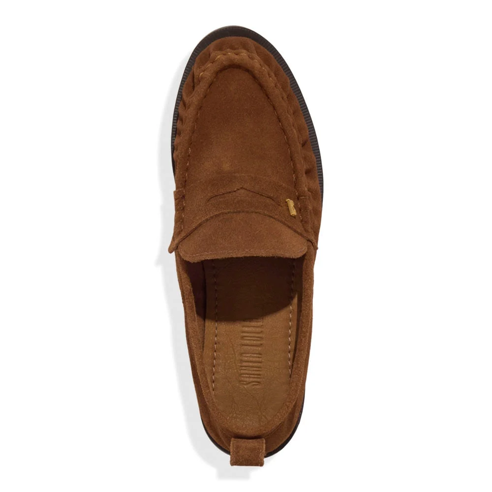 Mocassim Couro Camurça Marrom Brick - vista 4 de 4