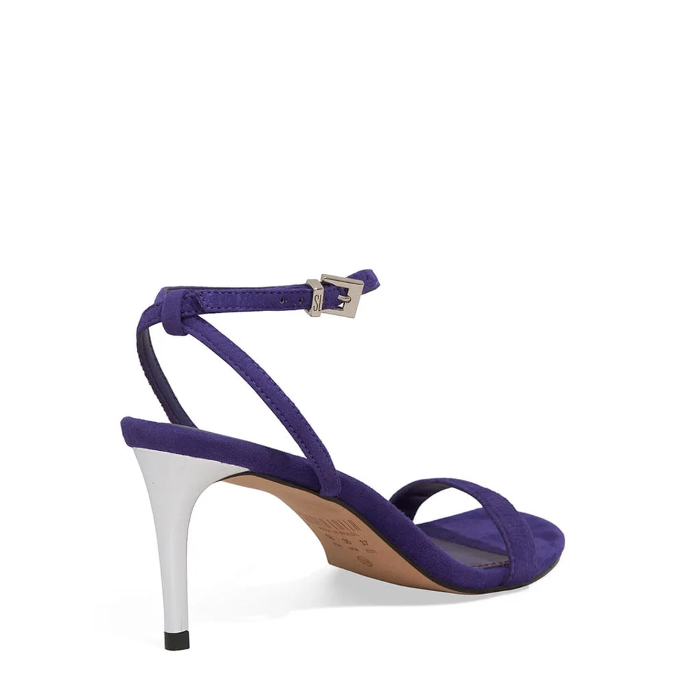 Sandália Couro Camurça Salto Fino Roxo Vamp - vista 4 de 4