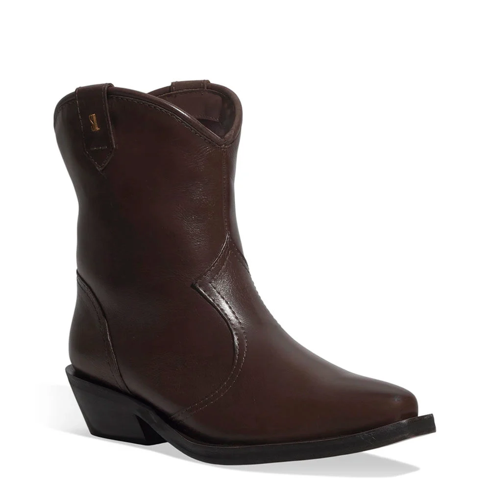 Bota Western Couro Confort Cano Longo Marrom Dark - vista 2 de 3